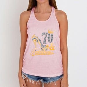 Funny 70 Years Old Joke Birthday Cute 70th Fabulous Crown Meaningful Gift Women's Knotted Racerback Tank