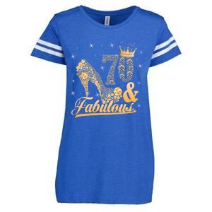 Funny 70 Years Old Joke Birthday Cute 70th Fabulous Crown Meaningful Gift Enza Ladies Jersey Football T-Shirt