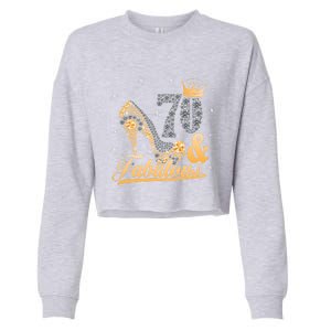 Funny 70 Years Old Joke Birthday Cute 70th Fabulous Crown Meaningful Gift Cropped Pullover Crew