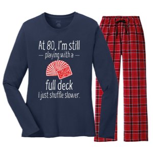 Funny 80th Birthday Gift 80 Year Old Cards Women's Long Sleeve Flannel Pajama Set 