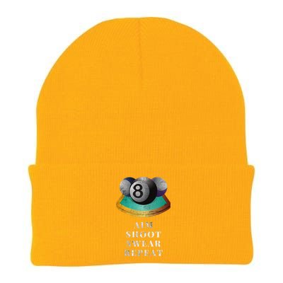 Funny 8 Ball Billiards Player Aim Shoot Swear Repeat Gift Knit Cap Winter Beanie