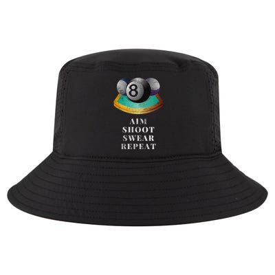 Funny 8 Ball Billiards Player Aim Shoot Swear Repeat Gift Cool Comfort Performance Bucket Hat