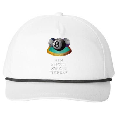 Funny 8 Ball Billiards Player Aim Shoot Swear Repeat Gift Snapback Five-Panel Rope Hat