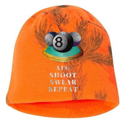 Funny 8 Ball Billiards Player Aim Shoot Swear Repeat Gift Kati - Camo Knit Beanie