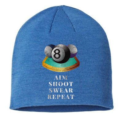 Funny 8 Ball Billiards Player Aim Shoot Swear Repeat Gift Sustainable Beanie