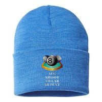 Funny 8 Ball Billiards Player Aim Shoot Swear Repeat Gift Sustainable Knit Beanie