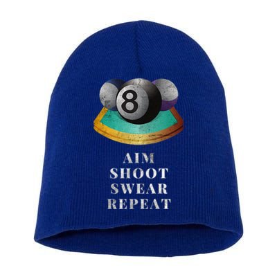 Funny 8 Ball Billiards Player Aim Shoot Swear Repeat Gift Short Acrylic Beanie