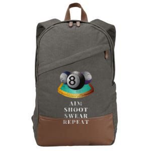 Funny 8 Ball Billiards Player Aim Shoot Swear Repeat Gift Cotton Canvas Backpack