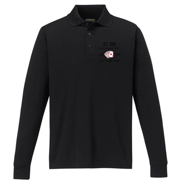 Funny 80th Birthday Gift  - 80 Year Old Cards Shirt Performance Long Sleeve Polo