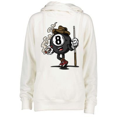 Funny 8 Ball Billiard Pool Player Eight Ball Billiards Womens Funnel Neck Pullover Hood