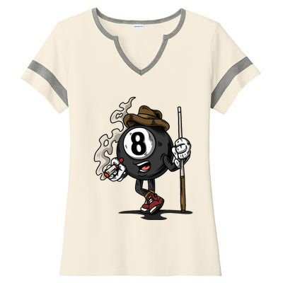 Funny 8 Ball Billiard Pool Player Eight Ball Billiards Ladies Halftime Notch Neck Tee