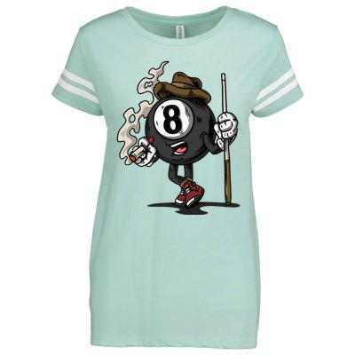 Funny 8 Ball Billiard Pool Player Eight Ball Billiards Enza Ladies Jersey Football T-Shirt