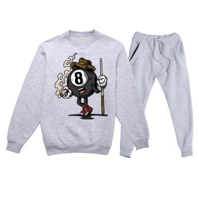 Funny 8 Ball Billiard Pool Player Eight Ball Billiards Premium Crewneck Sweatsuit Set