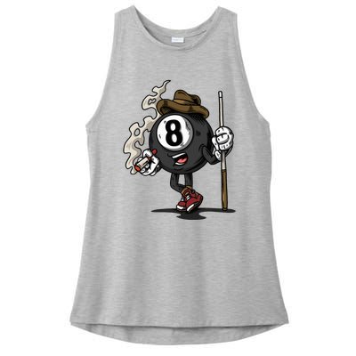 Funny 8 Ball Billiard Pool Player Eight Ball Billiards Ladies PosiCharge Tri-Blend Wicking Tank