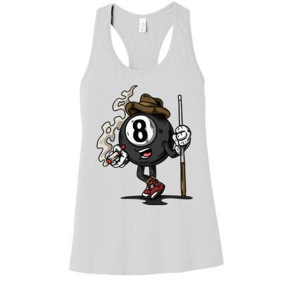 Funny 8 Ball Billiard Pool Player Eight Ball Billiards Women's Racerback Tank