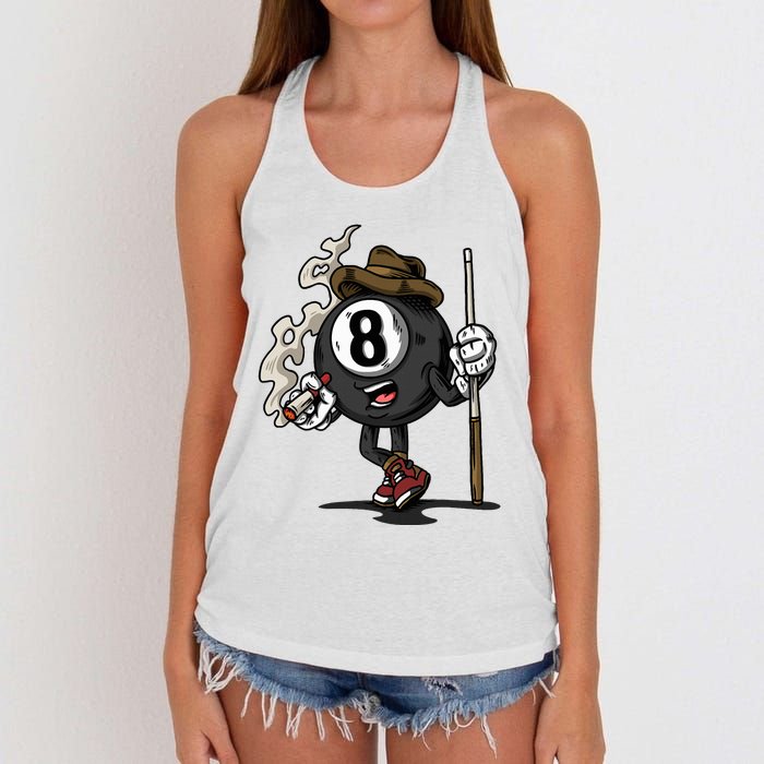 Funny 8 Ball Billiard Pool Player Eight Ball Billiards Women's Knotted Racerback Tank