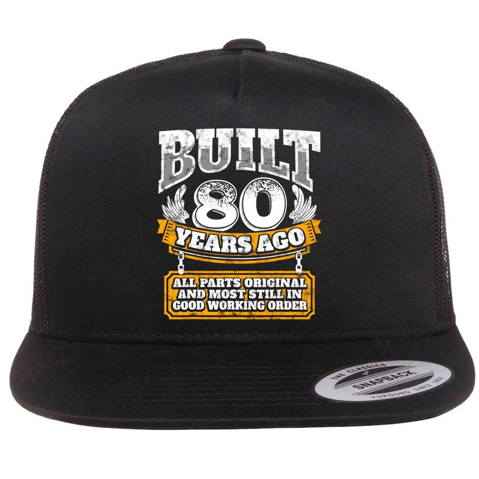 Funny 80th Birthday Gift BDay Gift Saying Age 80 Year Joke Flat Bill Trucker Hat
