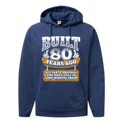 Funny 80th Birthday Gift BDay Gift Saying Age 80 Year Joke Performance Fleece Hoodie