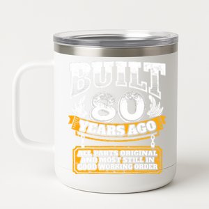 Funny 80th Birthday Gift BDay Gift Saying Age 80 Year Joke 12 oz Stainless Steel Tumbler Cup