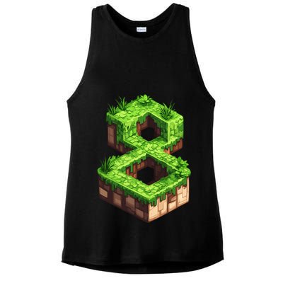 Fun 8th Birthday Number 8 Video Gamer Pixel Themed Bday Boy Ladies PosiCharge Tri-Blend Wicking Tank