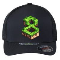 Fun 8th Birthday Number 8 Video Gamer Pixel Themed Bday Boy Flexfit Unipanel Trucker Cap