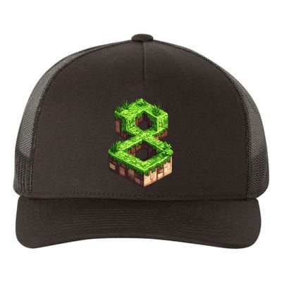 Fun 8th Birthday Number 8 Video Gamer Pixel Themed Bday Boy Yupoong Adult 5-Panel Trucker Hat