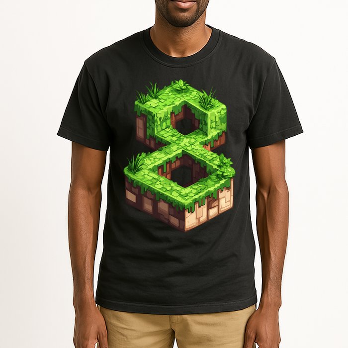Fun 8th Birthday Number 8 Video Gamer Pixel Themed Bday Boy Tall T-Shirt