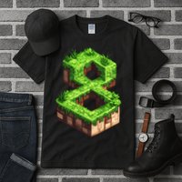 Fun 8th Birthday Number 8 Video Gamer Pixel Themed Bday Boy Tall T-Shirt