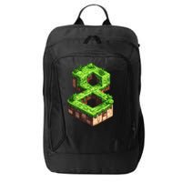 Fun 8th Birthday Number 8 Video Gamer Pixel Themed Bday Boy City Backpack