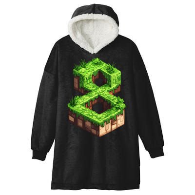 Fun 8th Birthday Number 8 Video Gamer Pixel Themed Bday Boy Hooded Wearable Blanket