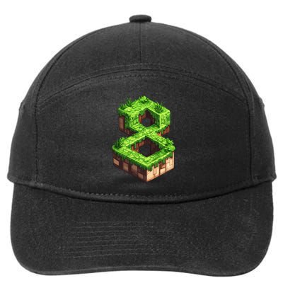 Fun 8th Birthday Number 8 Video Gamer Pixel Themed Bday Boy 7-Panel Snapback Hat