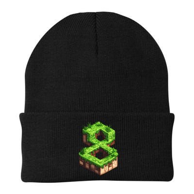 Fun 8th Birthday Number 8 Video Gamer Pixel Themed Bday Boy Beanie