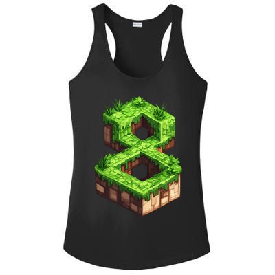 Fun 8th Birthday Number 8 Video Gamer Pixel Themed Bday Boy Ladies PosiCharge Competitor Racerback Tank