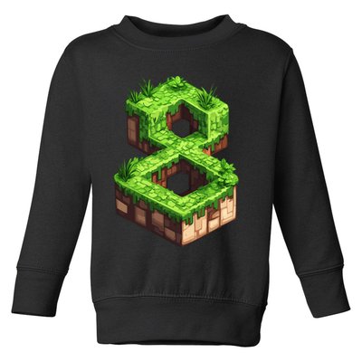 Fun 8th Birthday Number 8 Video Gamer Pixel Themed Bday Boy Toddler Sweatshirt