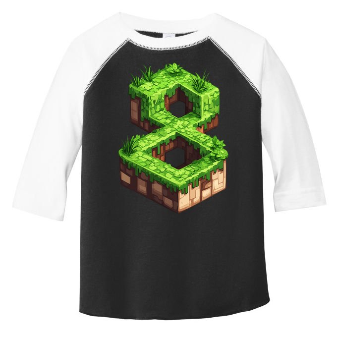 Fun 8th Birthday Number 8 Video Gamer Pixel Themed Bday Boy Toddler Fine Jersey T-Shirt