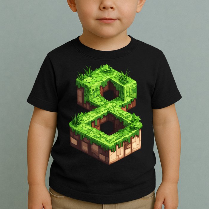 Fun 8th Birthday Number 8 Video Gamer Pixel Themed Bday Boy Toddler T-Shirt
