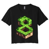Fun 8th Birthday Number 8 Video Gamer Pixel Themed Bday Boy Crop Top