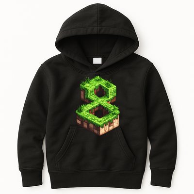 Fun 8th Birthday Number 8 Video Gamer Pixel Themed Bday Boy Kids Hoodie