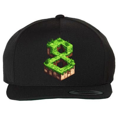 Fun 8th Birthday Number 8 Video Gamer Pixel Themed Bday Boy Wool Snapback Cap