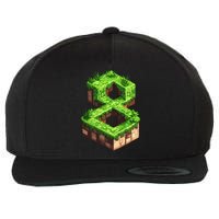 Fun 8th Birthday Number 8 Video Gamer Pixel Themed Bday Boy Wool Snapback Cap