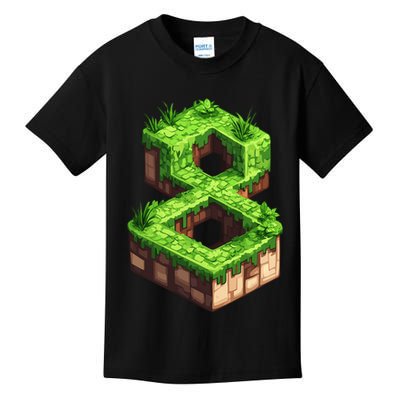 Fun 8th Birthday Number 8 Video Gamer Pixel Themed Bday Boy Kids T-Shirt