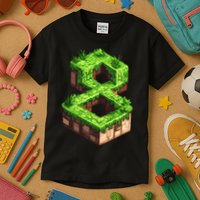 Fun 8th Birthday Number 8 Video Gamer Pixel Themed Bday Boy Kids T-Shirt