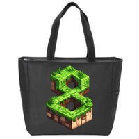 Fun 8th Birthday Number 8 Video Gamer Pixel Themed Bday Boy Zip Tote Bag