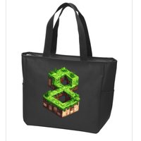 Fun 8th Birthday Number 8 Video Gamer Pixel Themed Bday Boy Zip Tote Bag