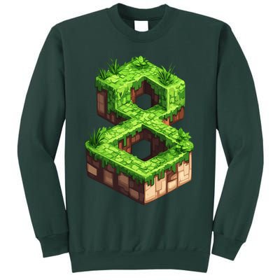 Fun 8th Birthday Number 8 Video Gamer Pixel Themed Bday Boy Sweatshirt