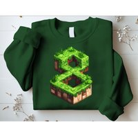 Fun 8th Birthday Number 8 Video Gamer Pixel Themed Bday Boy Sweatshirt