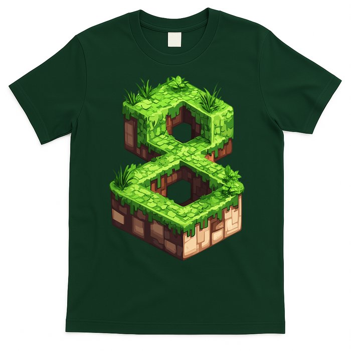Fun 8th Birthday Number 8 Video Gamer Pixel Themed Bday Boy T-Shirt