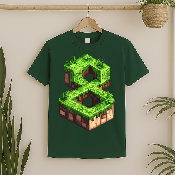 Fun 8th Birthday Number 8 Video Gamer Pixel Themed Bday Boy T-Shirt