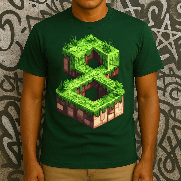 Fun 8th Birthday Number 8 Video Gamer Pixel Themed Bday Boy T-Shirt