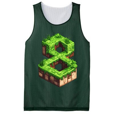 Fun 8th Birthday Number 8 Video Gamer Pixel Themed Bday Boy Mesh Reversible Basketball Jersey Tank